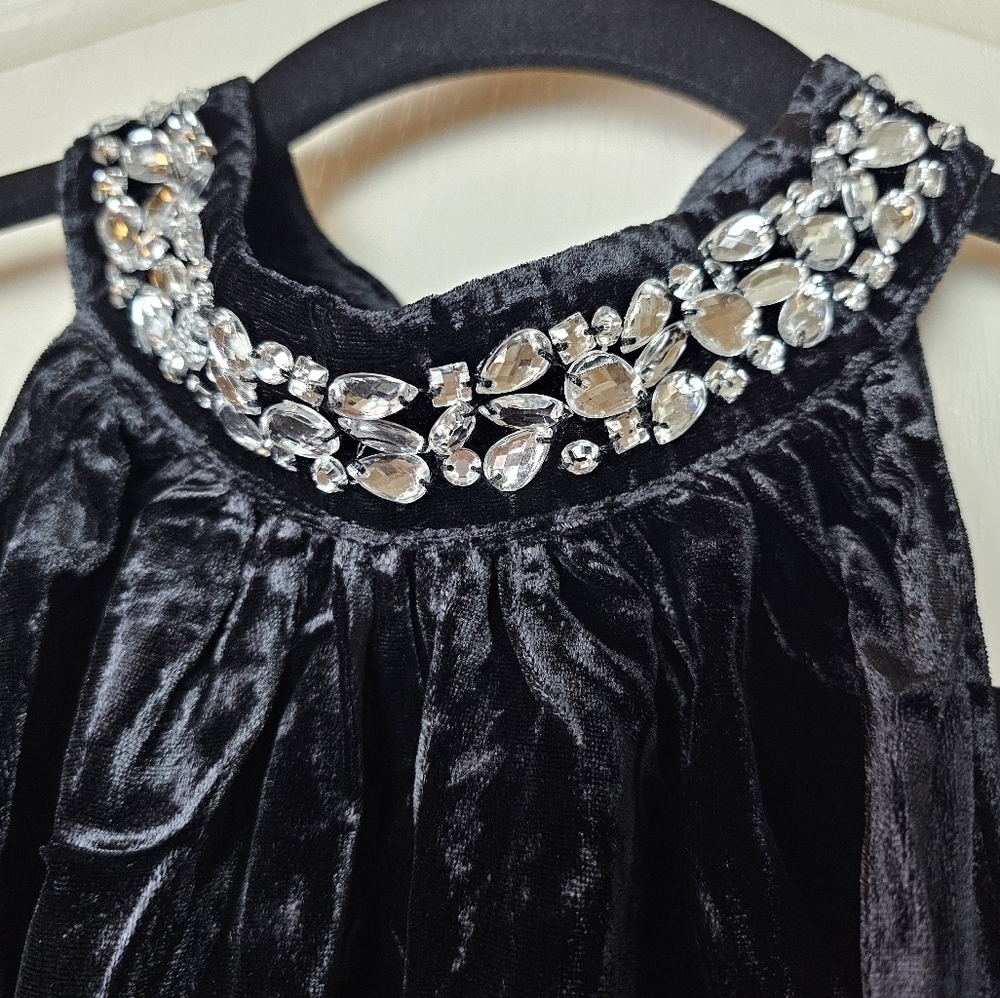 Anthropologie The Somerset Mini Dress: Women's BLACK Velvet Halter Edition 2X - Picture 7 of 9